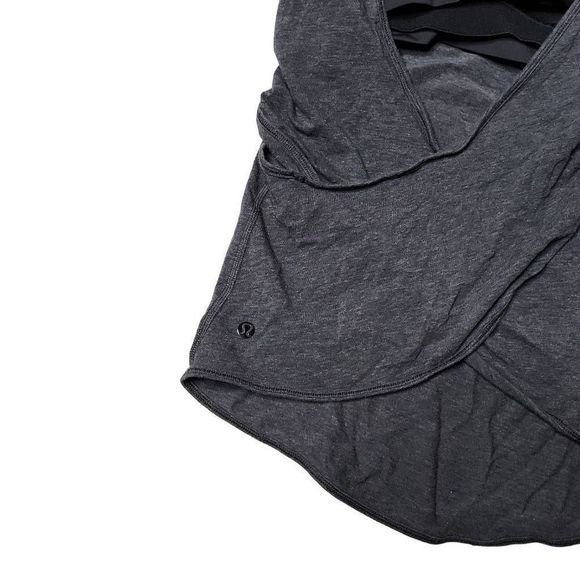 Lululemon exposed bra tank black grey criss cross back - Picture 3 of 7